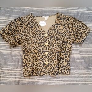 Pastels Leopard Print V-Neck Top